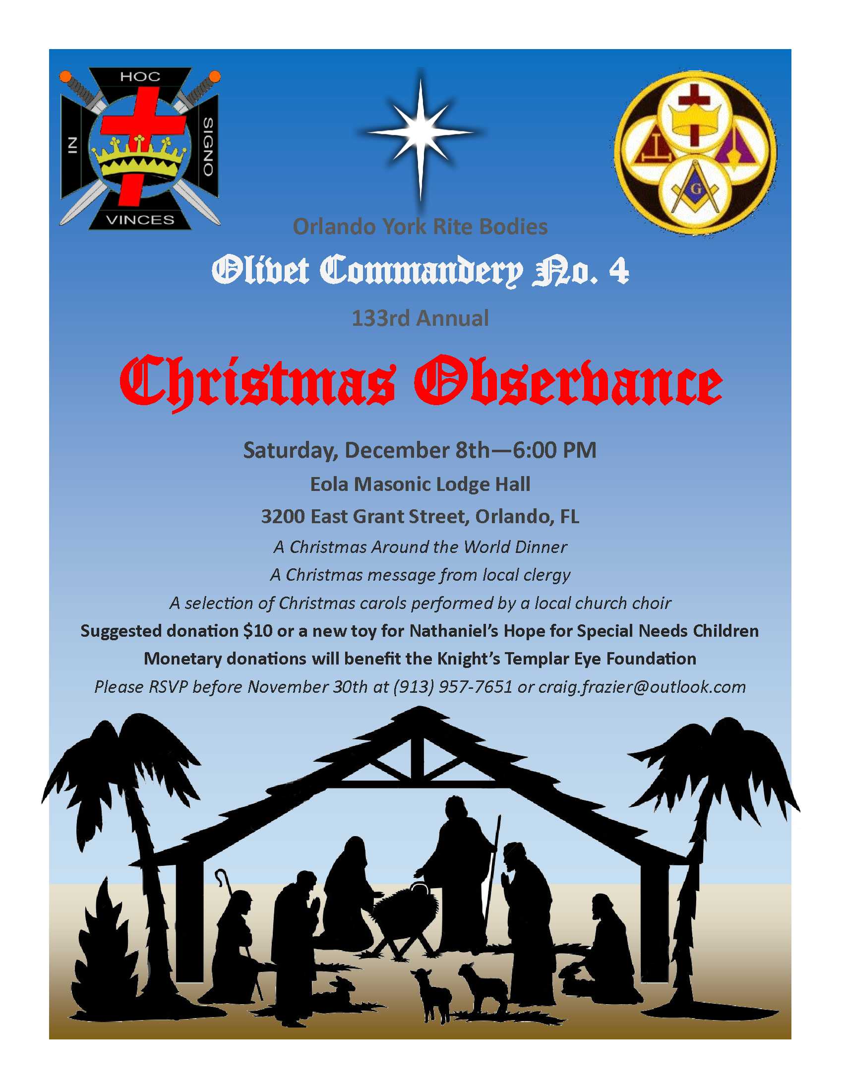 Olivet Christmas Observance December 8, 2018 GRAND YORK RITE OF FLORIDA